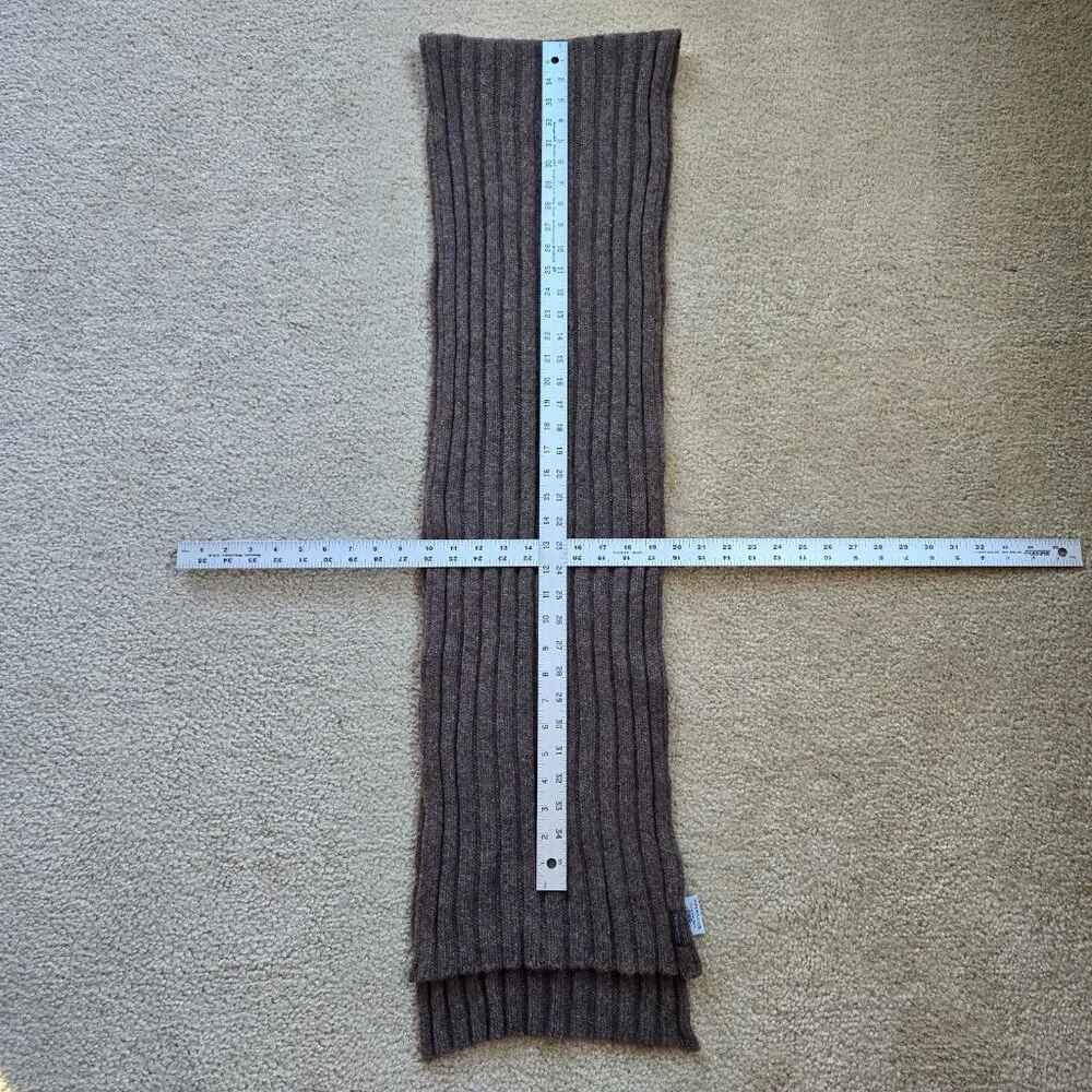 Brown Ribbed Lambswool Scarf made in Ireland - Picture 6 of 9